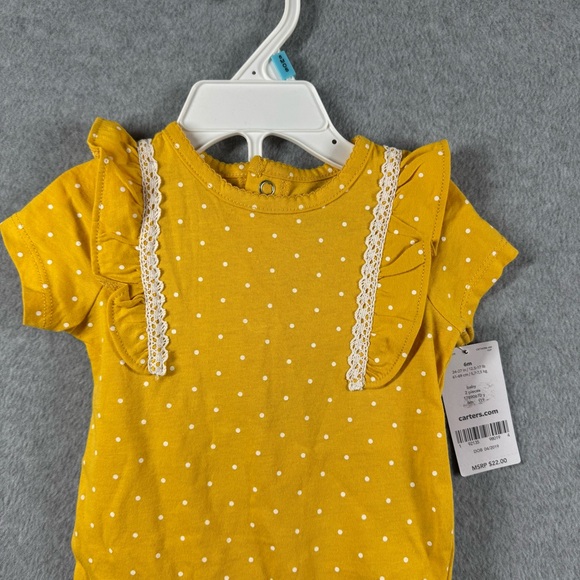 NWT Carter's Baby Girl's Bodysuit Yellow Polka Dot Navy Floral Pants 6M Bundle - Picture 3 of 8